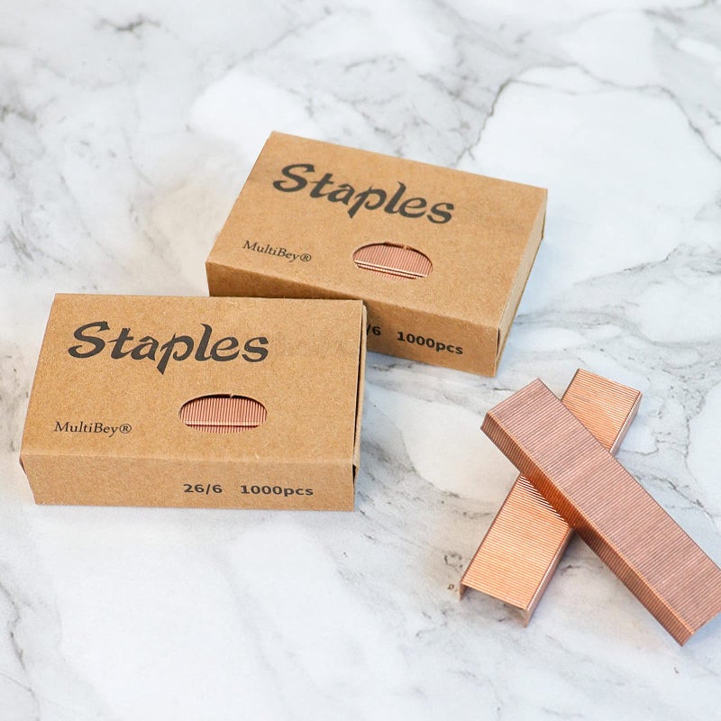 MultiBey 4000 Rose Gold Staples, Standard Size #12 Colored Staple Refill for Desk Stapler, 1000 Per Box, 4 Boxes Count Staples for Office School Home - Image 2
